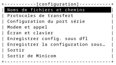 Interface de configuration de minicom